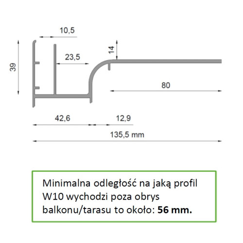 Profil okapowy W20 - do tarasów podniesionych